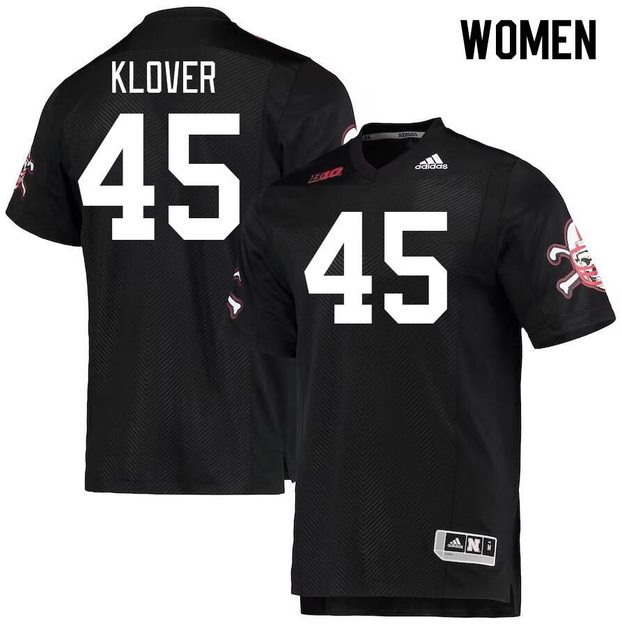 Women #45 Braden Klover Nebraska Cornhuskers College Football Jerseys Stitched Sale-Black